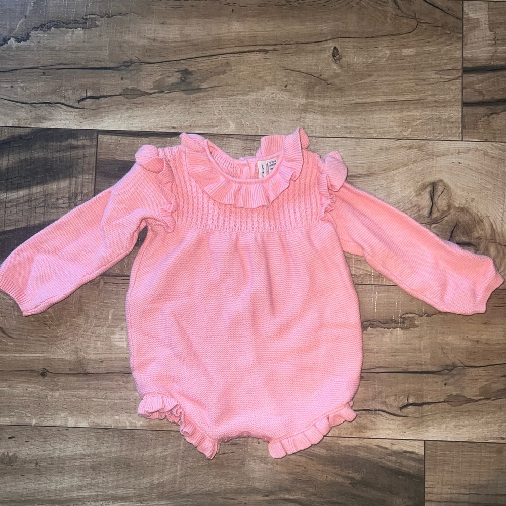Janie and Jack Baby Cable Knit Ruffle Sweater Romper